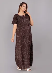 Comfortable Brown Cotton Nightdress For Women-thumb1