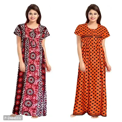 PMK FASHION 100% Cotton Kaftan for Women || Long Length Printed Nighty/Kaftan/Maxi/Night Gown/Night Dress/Nightwear Inner  Sleepwear for Women Combo Pack of 2-thumb0