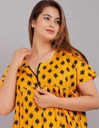 Comfortable Yellow Cotton Nightdress For Women-thumb2