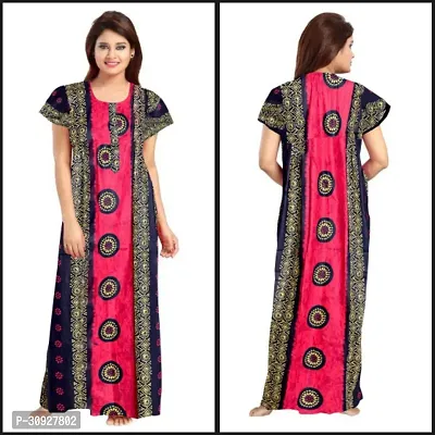 Stylish Red Cotton Blend Printed Nighty For Women-thumb0