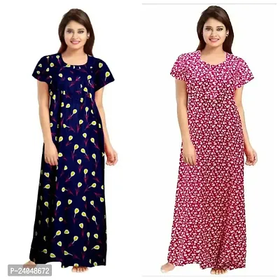 PMK FASHION 100% Cotton Kaftan || Long Length Printed Nighty/Kaftan/Maxi/Night Gown/Night Dress/Nightwear Inner  Sleepwear for Women's (Combo Pack of 2)