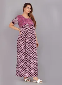 Comfortable Pink Cotton Nightdress For Women-thumb1