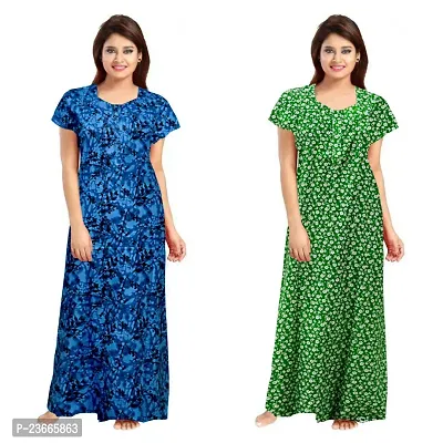 Comfortable Multicoloured Cotton Nightdress For Women Pack Of 2-thumb0