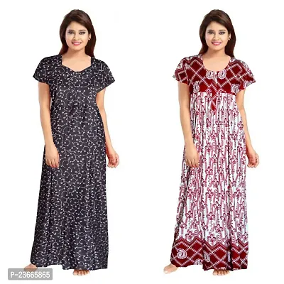 Comfortable Multicoloured Cotton Nightdress For Women Pack Of 2-thumb0