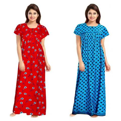 Stylish Embellished rich long nightwear Combo Pack of 2