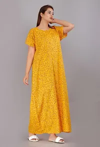 Comfortable Yellow Cotton Nightdress For Women-thumb1