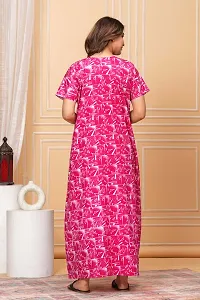 Elegant Pink Cotton Printed Nighty For Women-thumb3