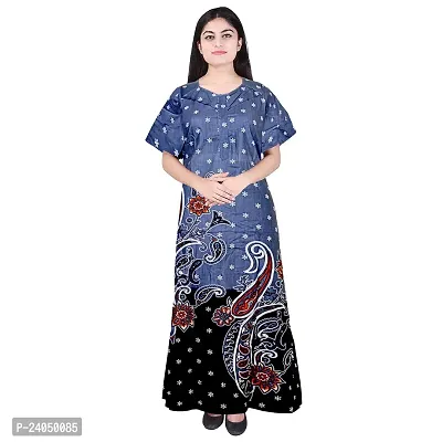 PMK FASHION 100% Cotton Nighty for Women || Long Length Printed Nighty/Maxi/Night Gown/Night Dress/Nightwear Inner  Sleepwear for Women's (Combo Pack of 2)-thumb2