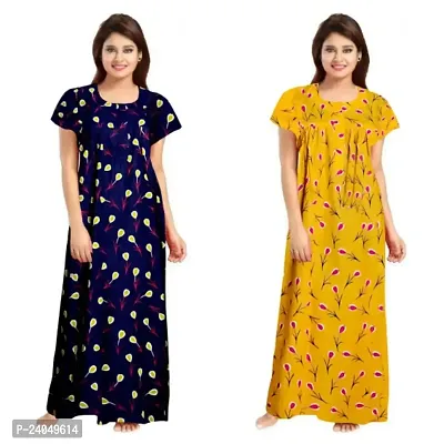 PMK FASHION 100% Cotton Kaftan for Women || Long Length Printed Nighty/Kaftan/Maxi/Night Gown/Night Dress/Nightwear Inner  Sleepwear for Women's (Combo Pack of 2)-thumb0