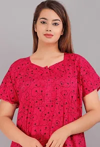 Comfortable Red Cotton Nightdress For Women-thumb2