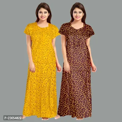 Elegant Cotton Printed Nighty For Women- Pack Of 2-thumb0