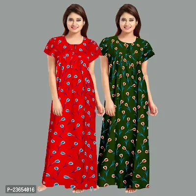 Elegant Cotton Printed Nighty For Women- Pack Of 2-thumb0