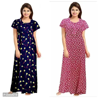 Elegant Cotton Printed Nighty For Women- Pack Of 2-thumb0