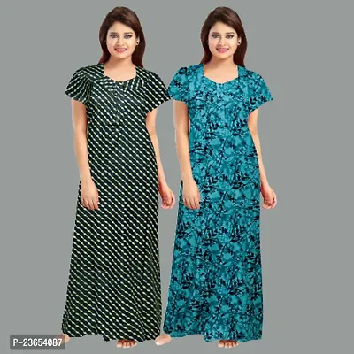 Elegant Cotton Printed Nighty For Women- Pack Of 2-thumb0