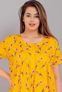 Comfortable Yellow Cotton Nightdress For Women-thumb2