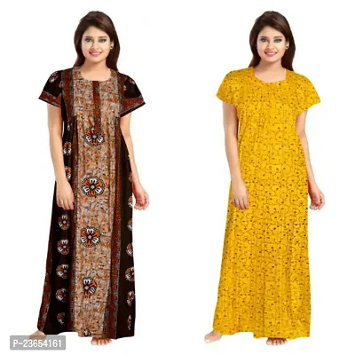 Elegant Cotton Printed Nighty For Women- Pack Of 2-thumb0