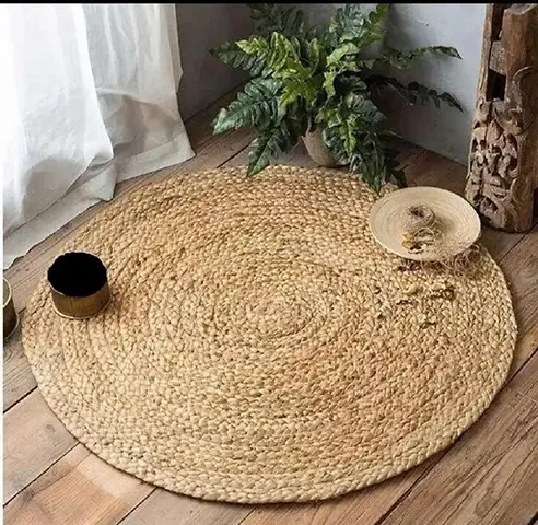 imsid Jute and Cotton Round Braided Hand Woven Decorative Rug/Carpet/Mat for Kitchen/Home/Living Room/Outdoor & Balcony.