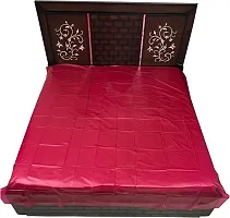 Comfortable PVC Solid Fitted  Flat Maroon Bedcover-thumb3