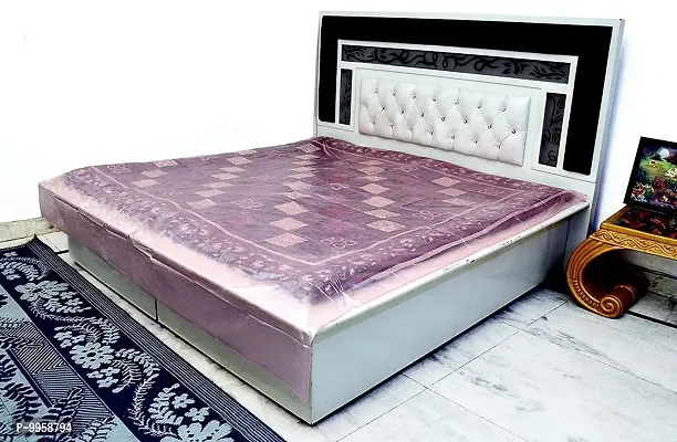 Comfortable PVC Solid Fitted  Flat Pink Bedcover