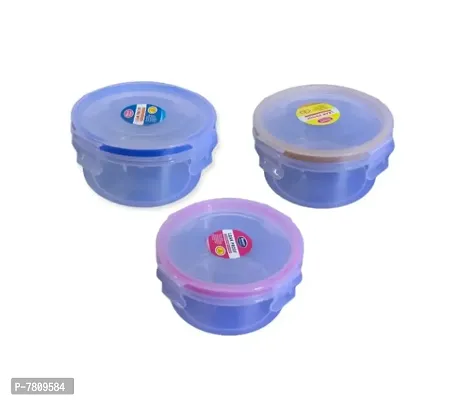 Asfun Airtight Plastic Storage Containers Lunch Box, Set Of 3, 400Ml, Blue