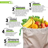 Kottify Reusable Produce Bags Cotton Washable - Organic Cotton Vegetable Bags - Cloth Bag with Drawstring - Muslin Cotton Fabric - Bread Bag - Set of 12 forzwnj; Organizing Storage,zwnj; zwnj;Grocery,zwnj; Dust Cover-thumb3