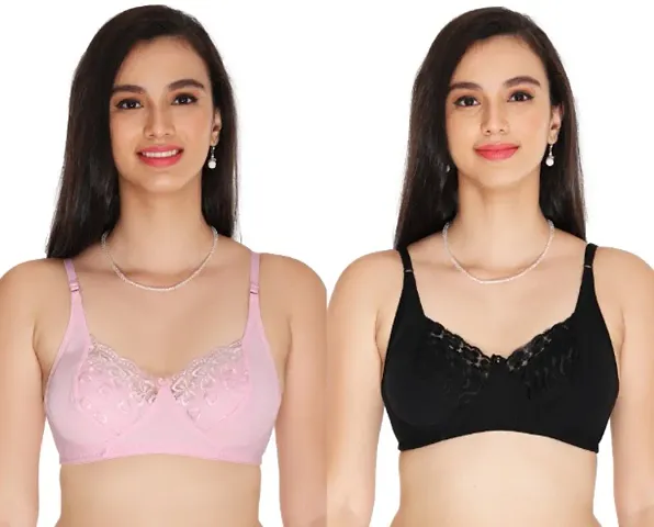 Stylish Blend Solid Bra for Women, Pack of 2