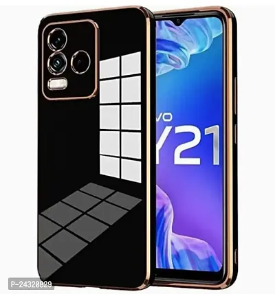 Csome4u Vivo Y21 Electroplated Chrome 6D Back Case Cover |Camera Protection|Shock Proof|Slim Fit (Black)