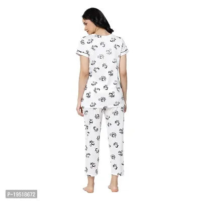 FLAIR Women Printed White Night Suit Set-thumb2