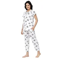 FLAIR Women Printed White Night Suit Set-thumb2