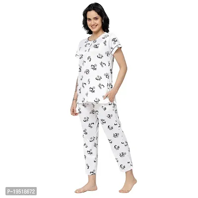 FLAIR Women Printed White Night Suit Set-thumb3