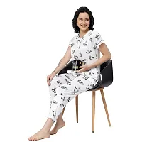 FLAIR Women Printed White Night Suit Set-thumb4