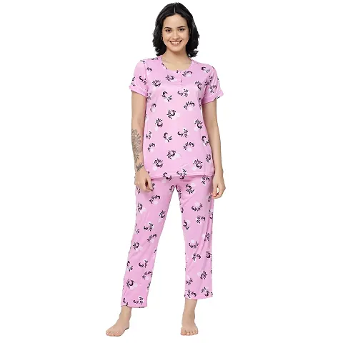 Fancy Printed Night Suit For Women