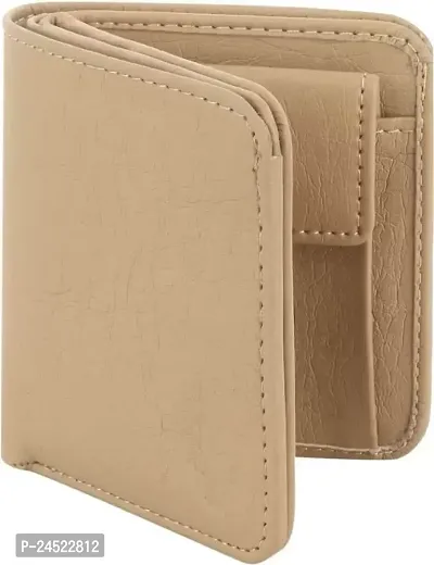 Designer Beige Artificial Leather Solid Two Fold Wallet For Men Pack of 1-thumb0
