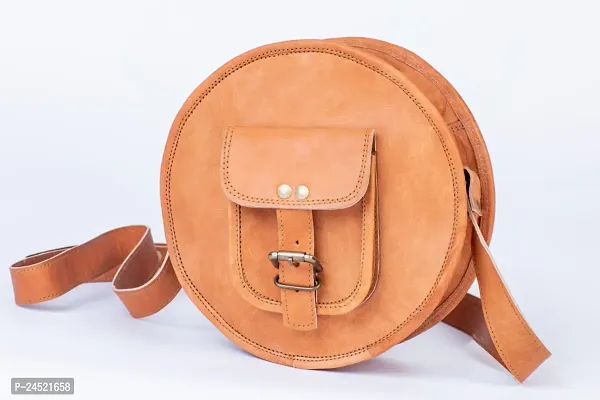 Stylish Beige Leather Solid Sling Bags For Women-thumb0