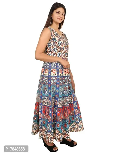 Jaipuri Style Women's Cotton Dress (Cotton Dress 03_Multicolor_Free Size)-thumb2