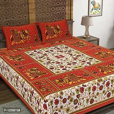 Comfortable Cotton Sanganeri Jaipuri Printed Bedsheet With Pillow Covers-thumb0