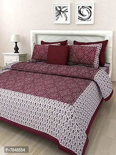 JAIPUR PRINTS Rajasthani Bed Sheet Cotton Double Bed Offer Double Bedsheet with 2 Pillow Covers RDKJ100-thumb0