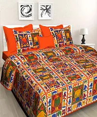 Comfortable Cotton Printed Fitted And Flat Bedsheet Combo With Pillow Covers-thumb1