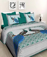 BedZone 100% Cotton Rajasthani Jaipuri King Size Combo Bedsheets Set of 2 Double Bedsheets with 4 Pillow Covers - Multi_514-thumb1