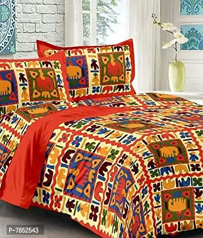 Cotton by aarzu 100% Cotton Rajasthani Tradition King Size Double Bedsheet for Double Bed - King Size
