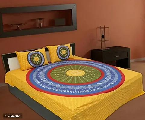 JAIPUR PRINTS 100% Cotton Rajasthani Jaipuri sanganeri Traditional King Size Double Bed Sheet with 2 Pillow Covers-thumb0