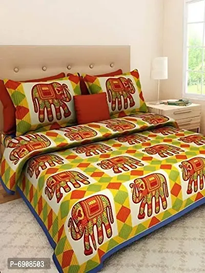 JAIPUR PRINTS Cotton Double Bedsheet (Multicolour)-thumb2
