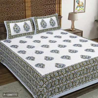 Comfortable Cotton Dabu Print Bedsheet With Pillow Covers-thumb0
