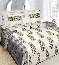JAIPUR PRINTS 180 TC Cotton 3D Printed Pattern Queen Size Double Bedsheet for Double Bed with 2 Pillow Covers Set (Multicolour)-thumb1