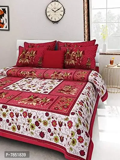 JAIPUR PRINTS Cotton Comfort Rajasthani Jaipuri Traditional Double Bed  Bedsheet with 2 Pillow Covers (King Size, Multi)