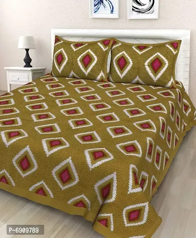 JAIPUR PRINTS 100% Cotton Rajasthani Jaipuri Traditional King Size Double Bed Bedsheet with 2 Pillow Covers - Multi