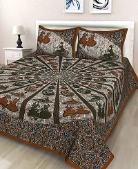 Meejoya 100% Cotton Rajasthani Jaipuri King Size bedsheets Combo Double Bed Set 2 Double Bedsheet with 4 Pillow Cover - Multicolor195-thumb1