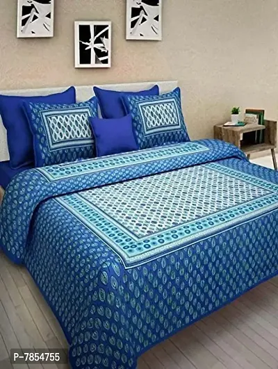 Bed Zone 100% Cotton Rajasthani Tradition Double Size Double Bedsheet with 2 Pillow Cover ,-thumb0