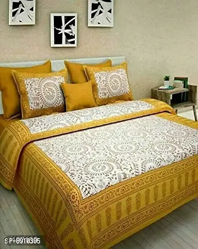 BedZone Cotton Paisley Rajasthani Jaipuri Combo Bedsheet with 4 Pillow Cover (Multicolour, Queen) - Set of 2-thumb3