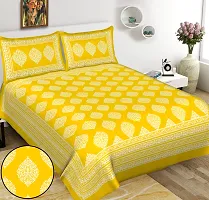 Meejoya Cotton Rajasthani Jaipuri Traditional Sanganeri Print 100% Cotton 2 Double Bedsheet with 4 Pillow Covers,Floral,JaipurFashion56-thumb1
